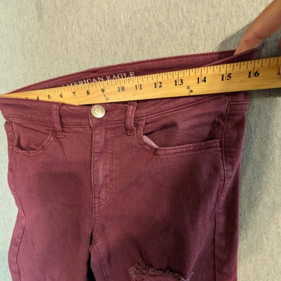 American Eagle Outfitters Jegging Super Stretch Purple Distressed Destroyed - Picture 3 of 11